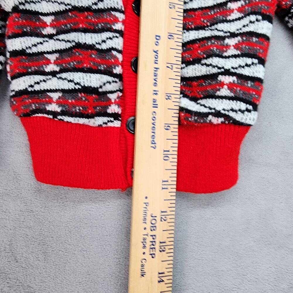 Vintage 80s Baby Sweater Boys 24 Months Red Knit Button Down V-Neck Long Sleeve - Picture 7 of 9